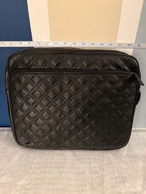 Black Quilted Faux Leather 13-inch Laptop Sleeve Case with Front Pocket